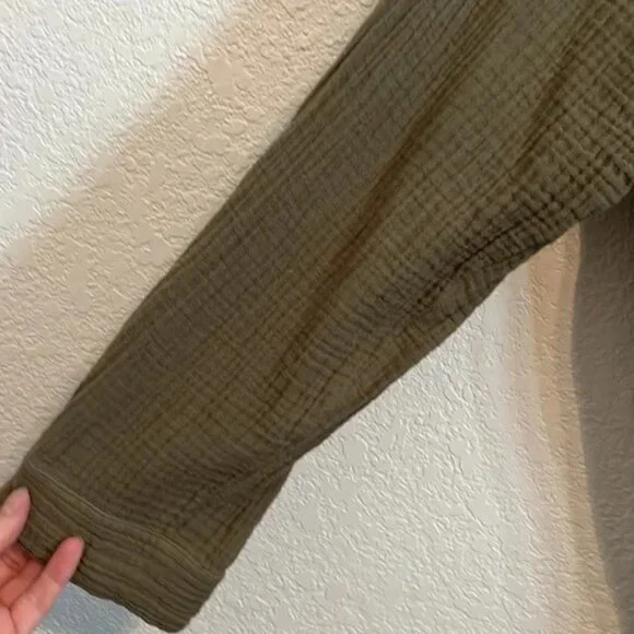 A+ Anthropologie Maeve olive cotton gauze long sleeve tunic mini dress. Sz. 20W - Picture 4 of 10